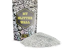 CRYSTALSRUS 150 g silbener Glitzer für Dispersionsfarbe, glitzernde Wanddekoration, perfekt für Innen und Außen