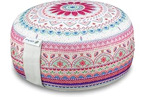 Bine Brändle Mandala Meditationskissen - Yogakissen - Bodenkissen - Ideale Sitzhöhe 15 cm - Innenkissen mit anpassbarer Dinkelspelzfüllung - GOTS Zertifiziert - Bezug aus Baumwolle