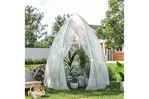 Amopatio Foliengewächshaus Überwinterungszelt 160x180cm, Gewächshaus für Pflanzen, Tomatengewächshaus mit verstärkter PE-Abdeckung/Mesh-Fenster/Rolltor/Geschliffene Nägel, Wetterfest Pflanzenhaus