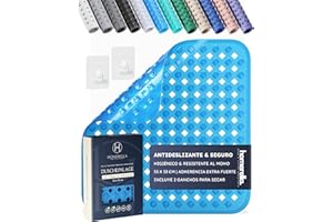 Homerella Alfombrilla de Ducha Sensible a la Piel, 53 x 53 cm, Incluye suspensión, sin BPA, sin látex, Alfombrilla de Ducha Antideslizante, Resistente al Moho, Lavable a máquina