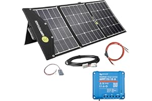 WATTSTUNDE 140Wp SunFolder Solartasche, Victron 75/15 MPPT Laderegler, Batteriekabel, Solar-Komplettset, faltbares Solarmodul 140 Watt, 0% Mwst