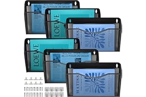 TSDRBWO 6 pocket Soporte de archivador de pared colgante de para documentos de revista, bandeja de malla A4, organizador de correo, estante de almacenamiento de revistas, organizador de archivos