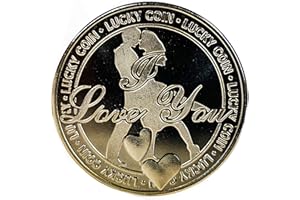 GadgetZone Lucky Coin Good Luck Charm Engraved Special Message Mum Dad Romantic Sentimental Token Keepsake Good Fortune Blessing Pendant Novelty Coins (I Love You Coin)
