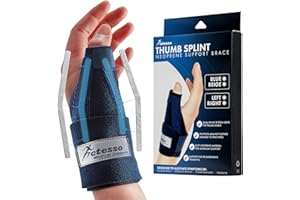 Actesso Neoprene Thumb Splint Brace – Thumb Support & Relief from Thumb Injury, Wrist Tendonitis, De Quervain's, Arthritis, Trigger Thumb & Sprains | Left or Right Spica Available (Blue, Left Hand)