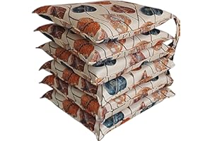 HABITA 33 HOME Cuscini Sedie Cucina Set da 4 o 6, Cuscini per Sedie Quadrati, 40x40 cm, Coprisedia con Laccetti, Copri Sedia da Cucina Sfoderabili, Cuscino Sedia in Stampa Digitale, Made in Italy (6 Heart Leaves)