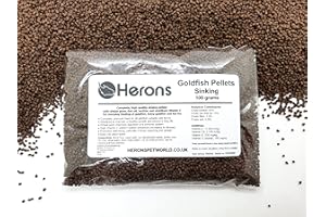 HERONS - Goldfish Pellets, Sinking Pellets for All Goldfish Varieties and Koi Fry - Multi-ingredient with Wheat Germ, Lecithin and Stabilised Vitamin C - High Protein - 100 grams