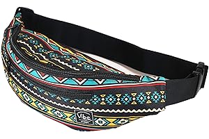 VIBE FESTIVAL GEAR Vibe Fanny Pack para Hombres y Mujeres - Muchas Impresiones - Negro holográfico Plata Oro Lindo Bolso de la Cintura para Festival Rave