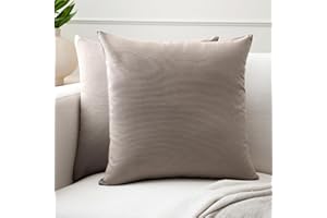 ENCASA XO Encasa Set di 2 federe per cuscini in cotone I 16x16 in (40x40 cm) - Beige I Senza inserto I Tinta unita Square Federe I Lavabili in lavatrice | Solo per uso interno