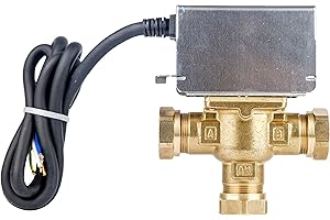 Optimum OP - Válvula motorizada de posición media, 230 V, latón/plata