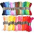 DERAYEE 14 Colori Filati Ricamo Punto Croce Verde con Carta Filato Kit Fi