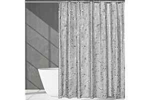 WELTRXE Waterproof Shower Curtain, Mould Proof Mildew Resistant, 183 x 183cm Grey Rose Shower Curtain Liner, Anti Mould Bathtub Curtain With 12 Grommets and Hooks for Bathroom, Heavy Weighted Hem