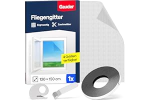 GAUDER Fliegengitter für Fenster - Insektenschutz ohne Bohren - Fliegengitter mit Klettband - Fliegennetz aus Polyester - Mückennetz & Moskitonetz für Fenster (130 x 150 cm - schwarz)