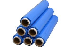 6 Rollen Beste-Folie Stretchfolie 23my 500mmx120m - 1,5 Kg verschiede Farben Palettenfolie Handfolie Wickelfolie (blau)