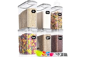 GoMaihe 4L Vorratsdosen 6 Set, Aufbewahrungsbox Küche Luftdicht Behälter aus Plastik Mit Deckel, Vorratsgläser zur Aufbewahrung von Nudeln, Müsli, Reis, Mehl, und für Futter Haustiere, MEHRWEG
