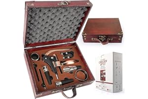 YOBANSA Antica Scatola di Legno Accessori per Il Vino Set Regalo,Set per l'apertura del Vino,Cavatappi per Vino,Tappo del Vino,Versatore di Vino Regali di Natale(Style 0B)