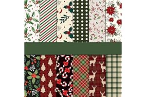 MERWDEEYT Red Scrapbook Paper Decorative Paper with Patterns of Deer Tree Leaf Greeting Card Making Background Papers Craft Supplies Painting Decoration 30x30cm