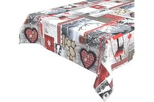 BEAUTEX Wachstuchtischdecke abwischbar Tischdecke RUND ECKIG, Weihnachten Motiv und Größe wählbar (Eckig 140x100 cm, Winter Hirsch)