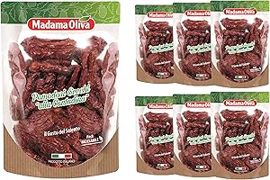 MADAMA OLIVA, Pomodori Secchi "alla Contadina", Pomodori Disidratati Sotto Sale, Ideali da Accompagnare ad Antipasti e Aperitivi, 100% Made in Italy, 4 Buste da 200 gr