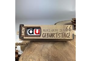 Urhome Happy 66th Birthday Gift Box with Duplo Chocolate Bar - Surprise Wooden Box with Saying Engraving Including Chocolate Gift Bar - Birthday Gift for Adults Men Women