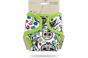 ‎PETIT LULU Petit Lulu One Size Überhose (5-16 kg) für Stoffwindeln Druckknöpfe (Gatos Calaveras (auf weiß))
