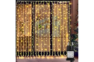 Zewool Lichtervorhang 3x3m, 300 LED Lichterkette Warmweiß,IP65 Wasserdicht Lichtervorhang Innen Außen Vorhang 8 Modi mit Timer für Weihnachten Hochzeit Party Deko Zimmer [Energieklasse G]