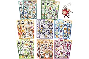 FYVADIO Autocollants pour Halloween, 278PCS Autocollants de vacances, Cadeaux d'Halloween, Décoration de fête d'Halloween, Bricolage d'Halloween en Classe, Autocollants d'Halloween pour Enfants et Adultes