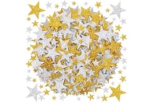 gyoyede 1260pcs Star Stickers, Gold and Silver Glitter Foam Self Adhesive Star Stickers, Used for Scrapbook Card Posters Crafts and Home Decorations