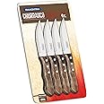 Tramontina 5” Jumbo Steak Knives, Sharp Knife with Wooden Handle, ‎Camping, Kitchen, Rustic, Dishwasher Safe (4-Piece) (Package may vary)