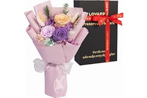LOVAPPY Purple Preserved Forever Rose Bouquet for Valentine's Day, Mother's Day or Any Celebration