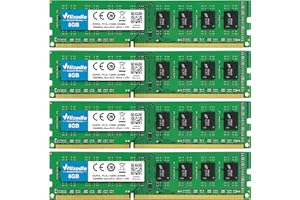 Memória RAM 32GB Kit (4x8GB) DDR3/DDR3L 1600MHz CL11 UDIMM Wlizedle Módulo de Memória PC3-12800 /PC3L-12800 240-Pin 1.35V/1.5V para Computador, Verde