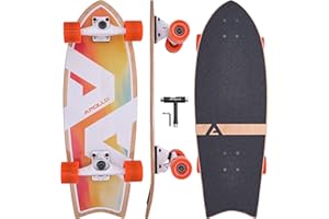 Apollo Surf Skate para Niños a Partir de 6 Años | Mini Longboard Cruiser para Niños | Mini Skate Cruiser para Entrenamiento de Surf | Carving y Pumping | Ejes Surf Skateboard Adulto