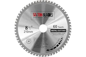 TCT21060TMB Saxton TCT Circular Steel Aluminium Copper Metal Saw Blade 210mm x 60T for Bosch Makita Dewalt Evolution Fits 216mm Saws