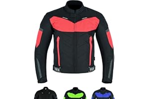 Texpeed Veste homme homologué avec protection - Cordura imperméable hiver/été court blouson courses motard avec armure CE (EN 1621-1) Rouge - L