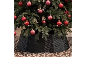 ‎TREE NEST Tree Nest Weihnachtsbaumhalsband, rund, Weihnachtsbaumrock, Ringsockel, Ständer, langlebige Kunststoffabdeckung, Weihnachtsdekorationen für Weihnachtsbaum, 71,1 cm, D, einfach (schwarz, groß)