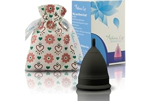 ATHENA CUP Athena Copa Menstrual – La copa menstrual más recomendada - Incluye una bolsa de regalo - Talla 2, Negro liso - ¡Ausencia de pérdidas garantizada!