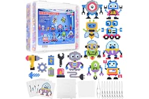 Homgaty Fuse Beads Kit, 5000 PCS Robot Iron Beads Crafting Melting Beads Set for Craft Enthusiasts, 17 Styles Patterns Beads Pegboards, Tweezers, Ironing Paper, Chain Accessories for DIY Craft Making