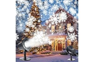 THALIRE Proyector Copos de Nieve, Proyector Navidad Exterior IP44 Impermeable LED para Decoración Interior y Exterior, Lámpara de Proyección para Jardín, Fiestas, Mercadillos Navideños