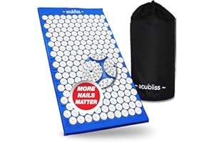 Acubliss Acupressure Mat —Acupuncture Mat 8,358 Nails for Increased Energy, Stress, Back Pain & Neck Pain Relief, Deep Sleep, Relaxation — Massage Mat — Carry Bag, Size 68 x 42 x 2 cm, Blue