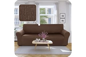 Deconovo Copridivano 4 Posti Elasticizzato con Braccioli, Antigraffio per Gatto, Universale Antiscivolo, Protezione Divano Lavabile Facile da Pulire, Cioccolato