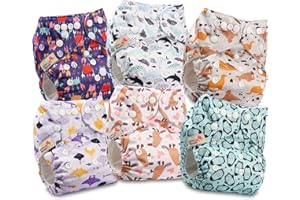LITTLES & BLOOMZ Littles and Bloomz - Pañal reutilizable con bolsillo para bebé, pañal de tela de tamaño estándar, 6 pañales, FLP2-0601