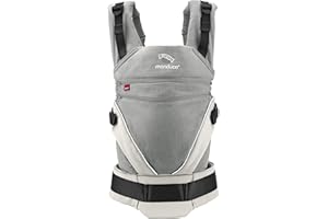 manduca XT Porte-Bébé > grey - white < Porte-Enfant ergonomique & physiologique en coton bio - Largeur d'assise réglable en continu - pour nouveau-nés dès la naissance & tout-petits (3,5-20kg)