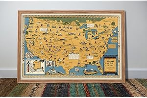 ARTCANTHURTU Carte des tribus amérindiennes des États-Unis – 40,6 x 61 cm – 1944 – Carte illustrée sans cadre – Décoration murale vintage – Indiens en Amérique – Cadeau pour hommes, femmes, enseignants