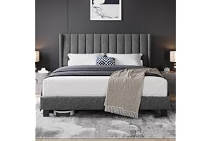 Yaheetech Sängklädsel, 160 x 200 cm, sängram, stabil dubbelsäng, familjesäng, vadderad sängram, säng med förvaringsutrymme fö