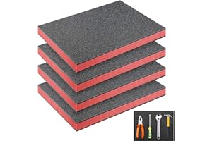 MeYuxg 4 piezas de Espuma Cortadas a Medida 40 x 30 x 2,5 cm,Espuma para Herramientas Negro/Rojo,Inserto para Herramientas,Espuma de Polietileno, Inserto de eEspuma,Placa de Espuma