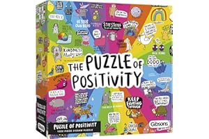 Gibsons Puzzle of Positivity 1000 Piece Jigsaw Puzzle Fun Cartoon Mental Health Puzzle Illustration Sustainable Jigsaw Puzzle for Adults Teens Premium 100% Recycled Board | Great Gift | Gibsons Games