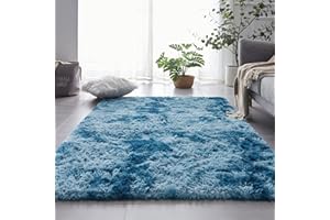 ROHATIM Hochflor Teppich Wohnzimmer Super weich Shaggy Teppich Flauschiger,Soft Area Rug Schlafzimmer Teppiche Super weich Fluffy Kindermatte Carpet(Navy blau,120 x 160 cm)