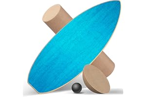 Healfith Balance Board Erwachsene,Gleichgewichtstraining - Balance Board Holz,Oberflächenbehandlung gegen Rutschen inklusive Rolle,inkl. Rolle, Halbkugel und Balance Ball