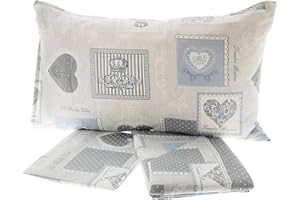 MARIELLA BRUNI Completo Lenzuola in Flanella 1 Piazza Letto Singolo Varie Fantasie (Shabby Chic Grigio)