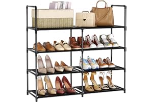 SPUSEN Shoe Rack,4 Tier Shoe Storage Shoe Organizer,Fit 16-20 Pairs Shoes,Large Stackable Shoe Shelf for Closet,Entryway,Garage,Bedroom,Cloakroom,Easy to Assemble