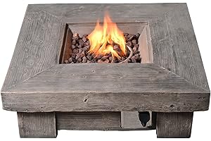 TEAMSON HOME Brasero de Gas Barbacoa de Gas 89cm Cuadrado para Exterior Peaktop -HF11501AA-EU